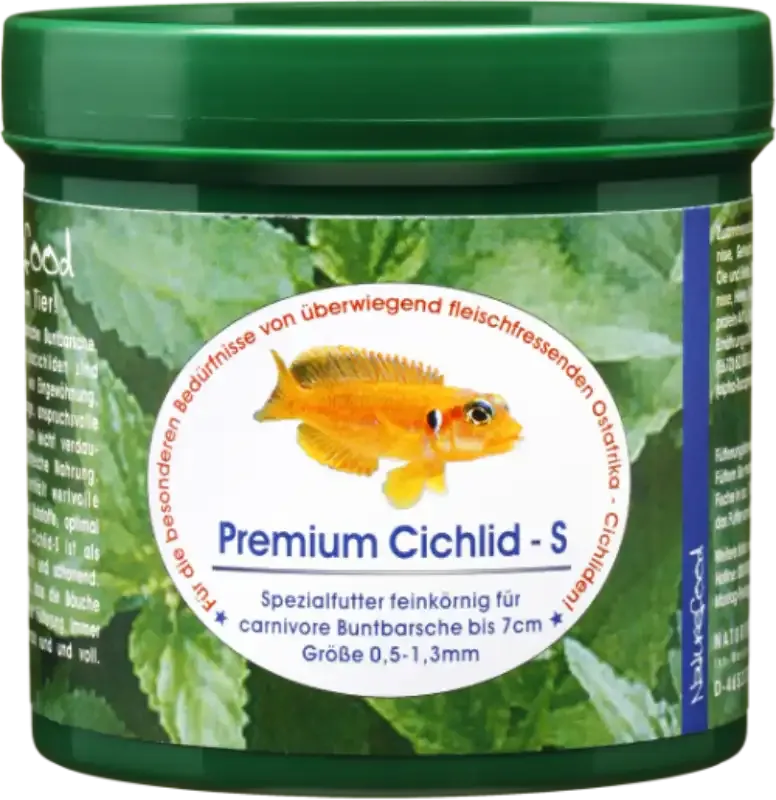 Granulatfutter für kleinere pflanzenfressende Buntbarsche von Naturefood
